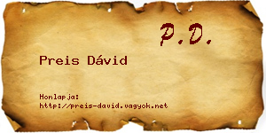 Preis Dávid névjegykártya